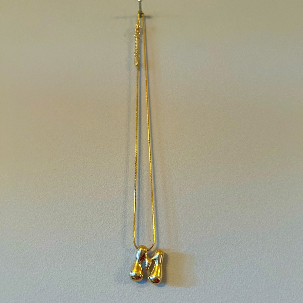 Anthropologie gold “M” initial necklace.